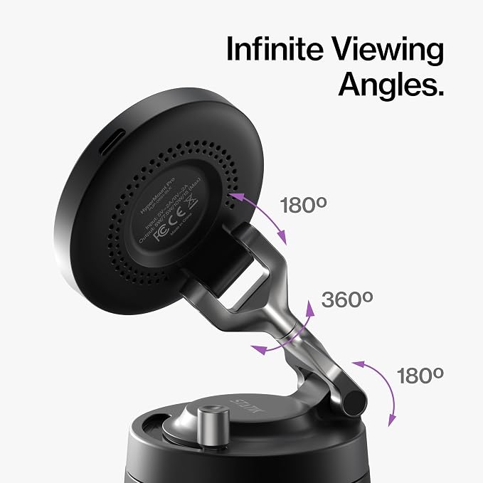 Statik HyperMount Pro Magnetic Charging Phone Holder for iPhone and Android | 15W Wireless Charging, Nano-Suction VacuLock Grip, 360° Rotation, Compatible with MagSafe, Metal Rings for Android - Image 8