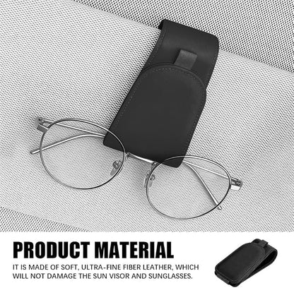 2PCS Sunglass Holder for Car Visor, Visor Sunglasses Holder Clip, Magnetic Leather Eyeglass Hanger Clip for Car, Auto Accessories Eyeglass and Ticket Card Storage Mount for Vehicles (Black) - Image 5
