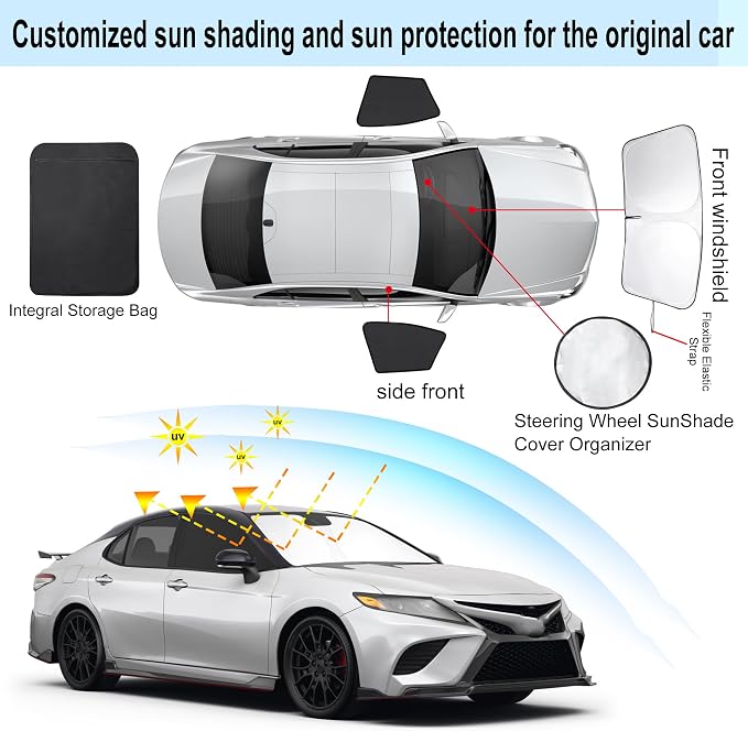 3PCS Car Window Shades Front Windshield Sun Shade Foldable Window Shade Custom Fit for 2018-2022 Honda Accord Accessories Car Shades for Front Windows Anti-UV Rays Block Heat - Image 3