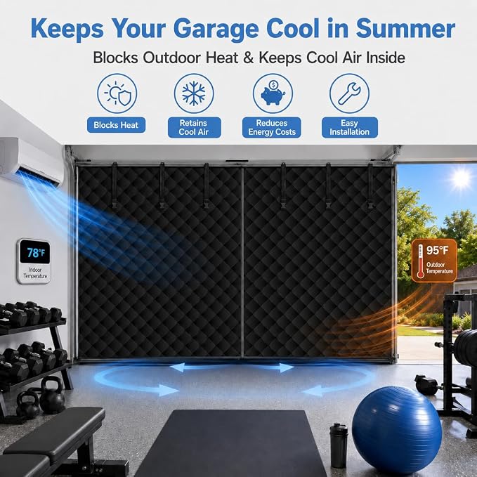 Garage Door Screen for Winter, Garage Door Insulation Kit 2 Car, 16 x 7Ft Magnetic Thermal Insulated Garage Cover Curtain, Garage Privacy Screen Blackout, Weatherproof Soundproof - Image 3