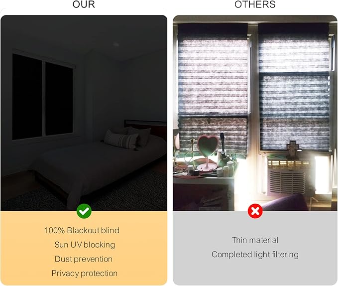 Window Blinds Cordless No Drill Cut to Size Stick On Temporary Paper Shades | Non-Woven, Blackout, Easy Install, Self Adhesive, Pleated Window Cover for Indoor Windows Doors Bedroom Kitchen Bathroom - Image 6