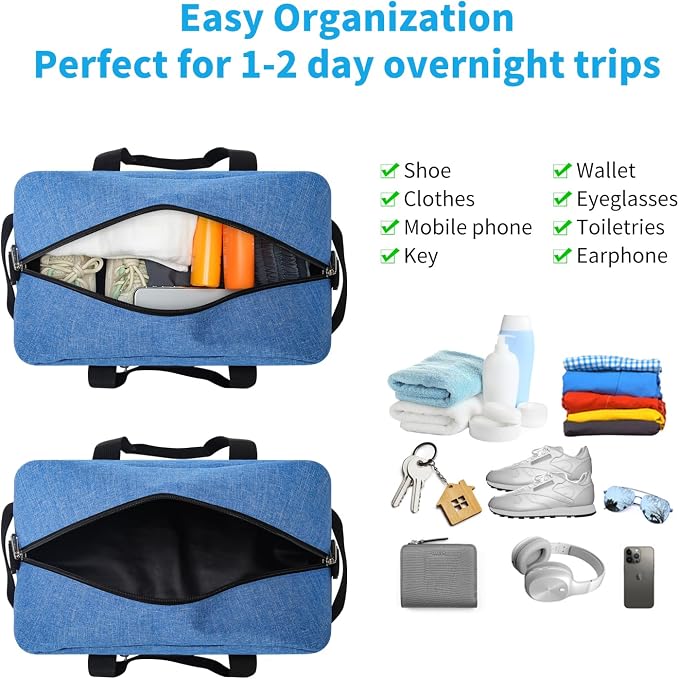 Apenze Small Gym Bag 14 inch lightweight Carry On Mini Duffel Bag for Travel Sport - Denim Blue - Image 5