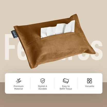 pack all Microsuede Car Tissue Holder, Compact Napkin Dispenser | Keeps Tissues & Wipes Within Reach, Space-Saving, View-Friendly, Adjustable Strap, Fits Sun Visors & Seat Backs, Mocha Brown - Image 2