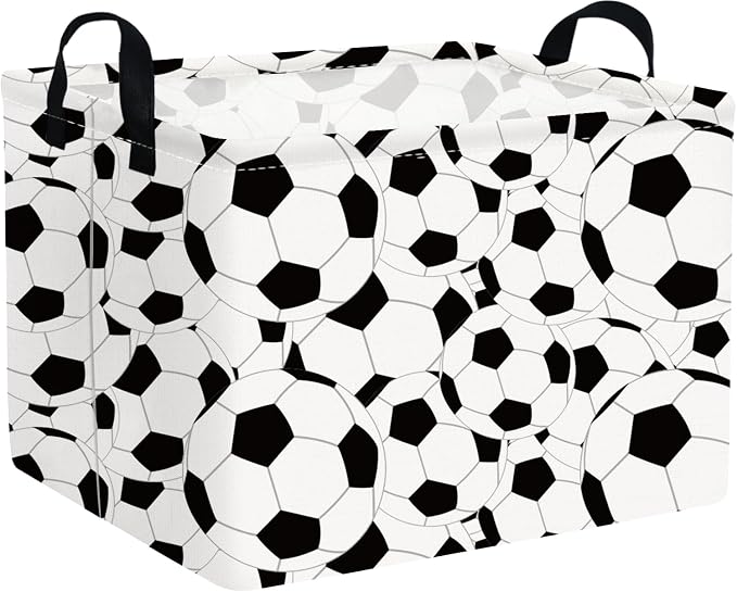 FXOLCSHE Rectangular Easter Soccer Basket,Sports Boys box,Collapsible waterproof college dorm laundry basket,Baby Nursery Hamper,Boys Soccer Room Decor(Big football) by FXOCSHE