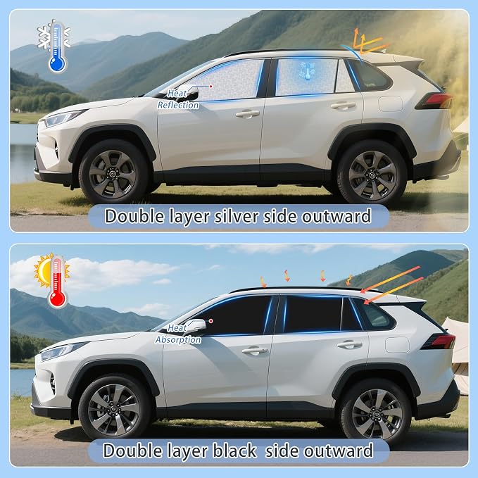 ZATOOTO Car Window Shades for Toyota RAV4 2019-2024,Baby Sleeping Camping | 4 Pcs Magnetic Car Window Covers, 100% UV Protection Foldable Privacy Curtains Side Window Sun Shade for Baby Breastfeeding - Image 3