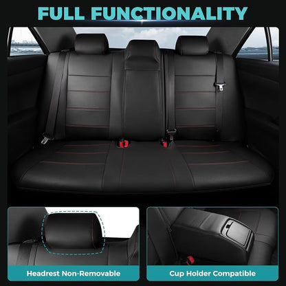 Custom Seat Covers for Toyota Camry 2012-2017, BlackRed | Only Fit for Camry SE/XSE/SE Sport 2012-2017, Not for Hybrid, Full Coverage, Faux Leather, Scratch-resistant, Easy-clean - Image 5