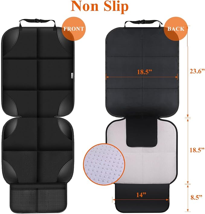 Meolsaek Kick Mats Back Seat Protector, Waterproof Oxford Seat Back Protector, Car Seat Back Protector for Kids, Back of Seat Protector for Kids Feet Car Seat (Black D -2 Set) - Image 2