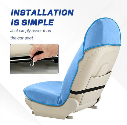 Waterproof Car Towel Seat Cover, Sweating Non Slip Car Seat Cover Protector for Gym Workout, Running, Swimming, Beach and Hiking, Machine Washable, Universal Fit for Front Seats (Light Blue) - Image 4