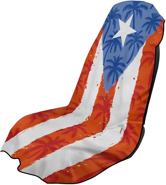 SEANATIVE Car Seat Towel Cover, Universal Car Seat Cover and Changing Towel, Super Absorbent Transition & Seat Wrap, Ideal for Gym Swimming Surfing Running, Puerto Rico Palm Print by SEANATIVE