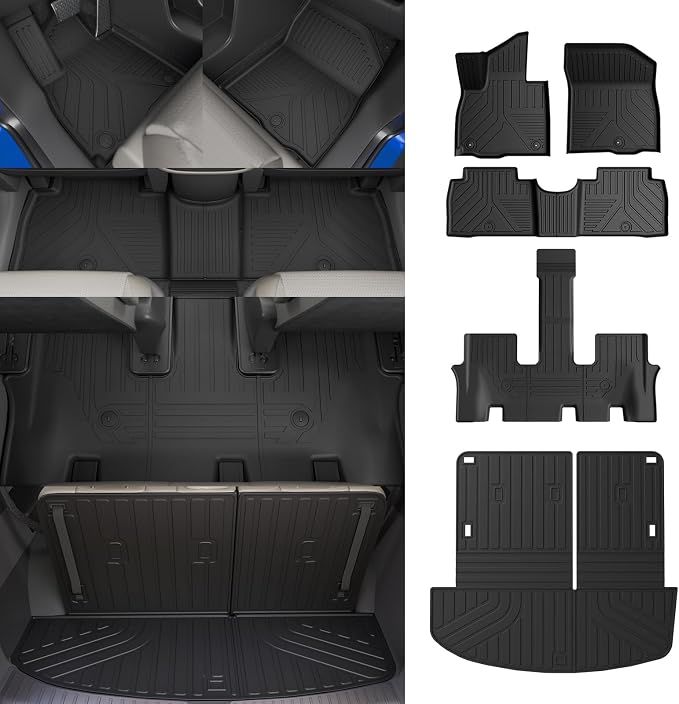 Rongtaod Floor Mats Set 5pcs for 2026 Hyundai Palisade Gas 7 Seats | Cargo Mat Trunk Mat Cargo Liner TPE All Weather Back Seat Protector Palisade Accessories by Rongtaod