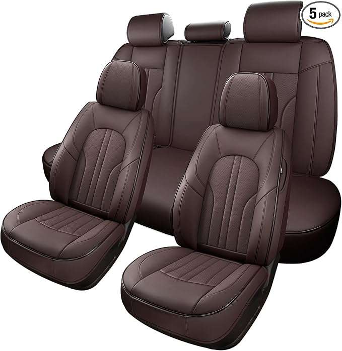 MINGBRON Car Seat Covers,Car Seat Protector Waterproof,Seat Covers Full Set, Car Seat Protectors,Automotive Seat Covers Fit for Most Cars Brown by MINGBRONCARSEATCOVER