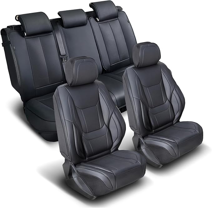 Coverland Custom SUV Car Seat Covers for 2010-2014 Subaru Outback | Premium Waterproof Faux Leather Non-Slip Memory Foam Airbag Compatible Custom Fit Interior Protector [Full Set-Black] by Coverland