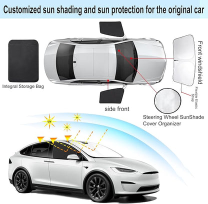 3PCS Car Window Shades Front Windshield Sun Shade Foldable Window Shade Custom Fit for 2016-2024 Tesla Model X Accessories Car Shades for Front Windows Anti-UV Rays Block Heat - Image 3