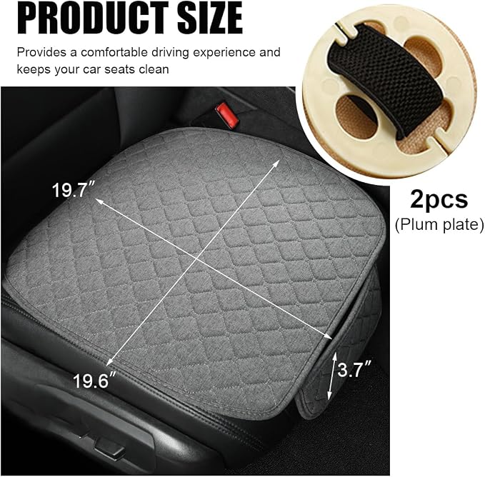 povtii Car Seat Bottom Cover Pad, Breathable Auto Front Seat Protector with Storage Pocket, Comfortable Seat Bottom Cushion Mat for Most Vehicle, Universal Interior Car Accessories (Gray) - Image 2