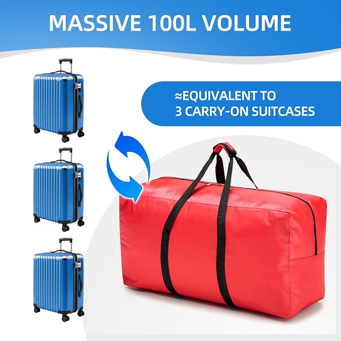 Extra Large travel duffel bag with Strong Handles, Waterproof duffel bag, Durable Zippers, Extra Large Storage Totes for Space Saving and Moving Supplies - Image 8