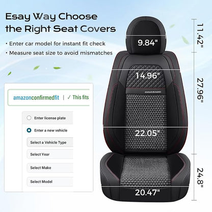 Coverado Full Set Car Seat Covers, Luxury Leather All-Weather Seat Protectors Universal Fit Most Sedan SUV Truck Vehicles - Image 6