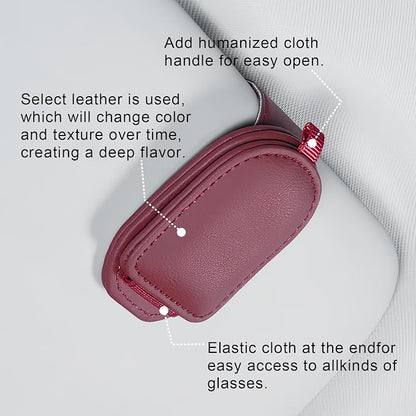 Sunglass Holder for Car Visor, Magnetic Leather Eyeglass Holder, Universal Car Sunglass Organizer Visor Accessories for SUV Truck Pickup, 2 Pack (Red) - Image 4