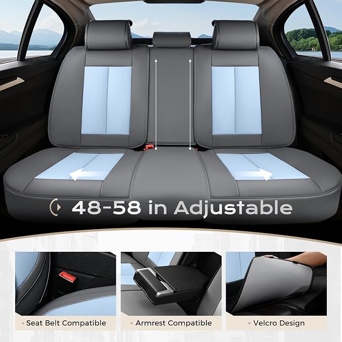 Coverado Car Seat Covers, Seat Covers for Cars, Waterproof Leather Auto Seat Protectors, Leather Car Seat Cushion, Car Interiors Accessories Universal Fit for Most Cars - Image 4