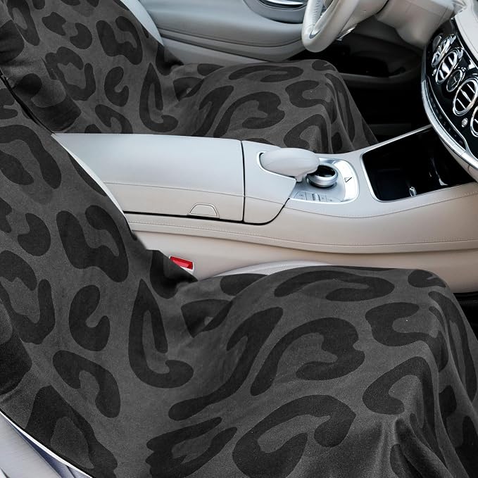 Hahafelt 2 Pack Car Seat Towel Cover with Storage Bag, Black Leopard | 63 x 32 in Car Towel Seat Cover Non Slip Waterproof, Gym Workout Swimming Running, Machine Washable Sweat Absorbent Protector - Image 6