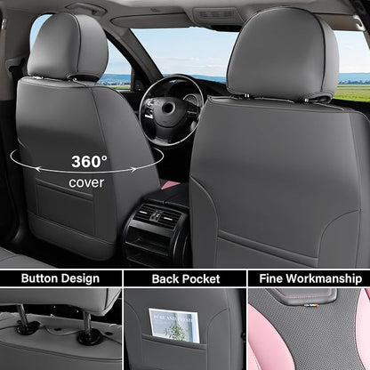Coverado Car Seat Covers, Front Covers for Cars, Car Seat Cover Front Seats, Automotive Seat Cover, Waterproof, Leather Car Seat Cushion, Universal Interior Seat Protectors for Most Cars - Image 3
