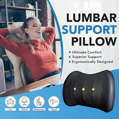 Lofty Aim Lumbar Support Pillow for Car, Car Seat Back Support for Driving | Memory Foam Car Lumbar Support for Driving Seat, Car Back Cushion, Adjustable Straps, Lower Back Pillow, Office Chairs, Black - Image 2