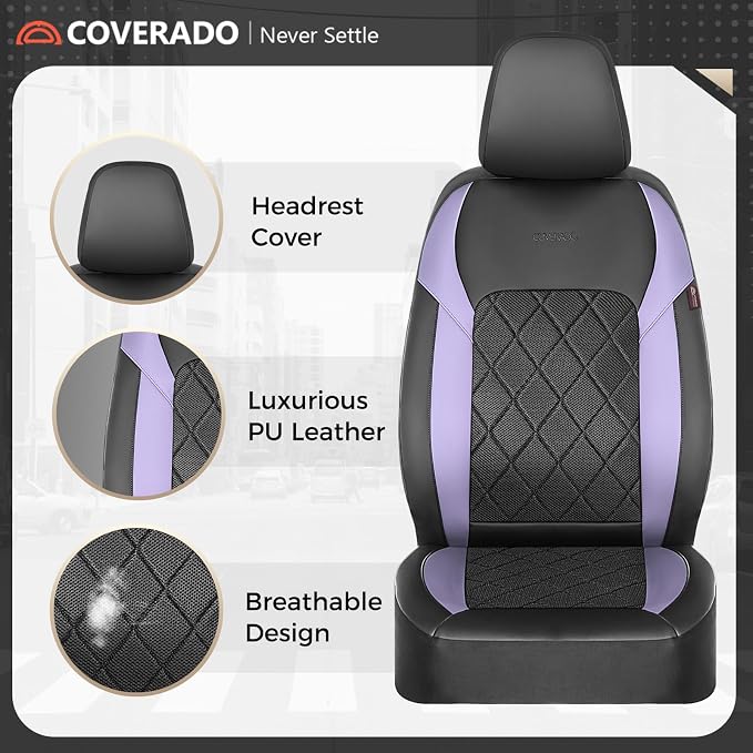 Coverado Car Seat Covers, Seat Covers Full Set, 5 Seats Automotive Seat Cover, Mesh Breathable Seat Protectors, Universal Fit for Most Cars - Image 3