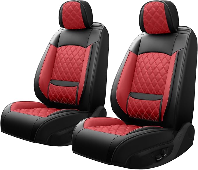 Fit Canyon Car Seat Covers for GMC Canyon 2015-2025 2026 - Luxury Leather, Anti-Slip, All-Weather, Waterproof & Breathable, Airbag Compatible, 2 Front Seats Only (Red) - Image 9
