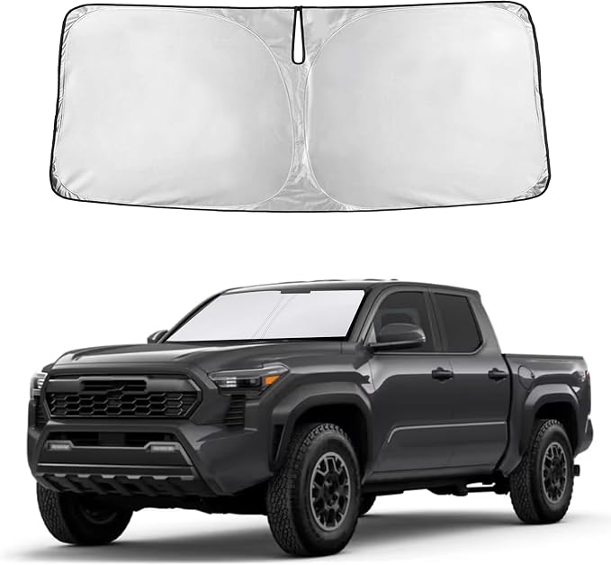 Autovir Windshield Sun Shade Fit for 2024 2025 2026 Toyota Tacoma | Sunshade, Front Car Window Shades Sun Visor, Blocks UV Rays & Heat, Car Accessories by Autovir