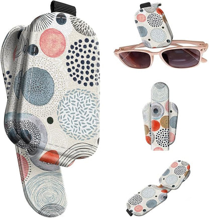 Sunglasses Holder for Car Visor, PU Leather Glasses Clip Organizer, Cute Magnetic Eyeglass Holder for Vehicle Sun Visor, Car Interior Accessory for Women & Men, Abstract Circles by Unknown