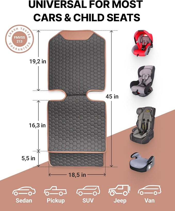 Set Seat Back Organizer & Car Seat Protector Hexy Waterproof & Non-Slip Protector for Child Car Cushion for Leather and Fabric Seats (Hexy 2pcs) - Image 8