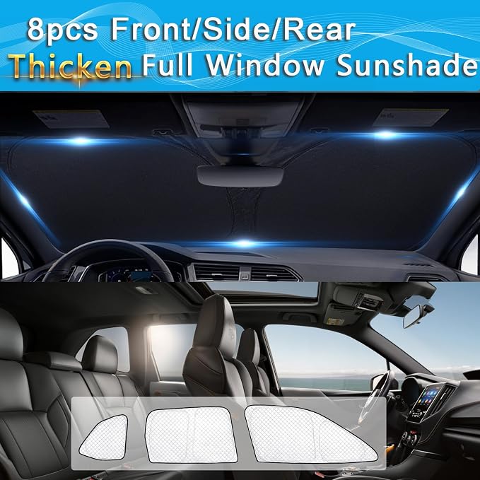 KMF Sun Shades for Subaru Forester Accessories 2025 2026, Full Car Window Covers for Windshield Side Rear, Thicken Sunshade UV Block and Protect Privacy Blackout for Camping 8Pcs - Image 5