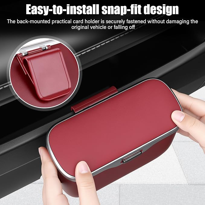 UYYE Car Trash Can, Car Garbage Bin with Lid & Handle - Leak-Proof Mini Trash Can for Car, Truck, SUV - Essential Car Accessories for Organization (Red) - Image 3