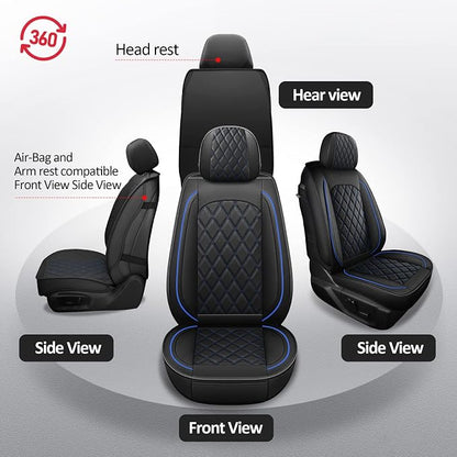 Seat Covers Full Set for 2009-2026 Dodge Ram 1500/2500/3500,Blue | Leather Ram Seat Cover,Waterproof Truck Seat Covers,Blue Seat Cover,Heavy Duty Seat Covers With Split Curved Bench 40/60 - Image 5