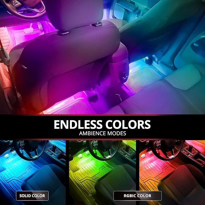 OPT7 Aura DreamColor Double Glow Interior Truck Lights with App & Remote | Ultra Bright Ambient Glow, Chasing Rainbow Effects, Extended Under Dash Lighting, 6PC RGBIC LED Strip, 12V Crew Cab Decor - Image 4