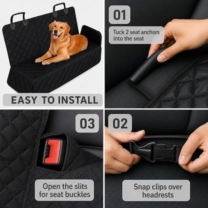 Dog Car Seat Protector, Back Seat Cover for Dogs, SUV & Car Seat Covers 52" | Fits small cars & subcompact SUVs; protects rear bench and car interior from pet hair, kid spills, baby boy messes, and dirt. - Image 8