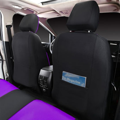 CAR PASS Leather Seat Covers Full Set Universal Water Resistant 3D Foam Back Support, Luxury Comfort Automotive 5 Seat Covers All Season Fit for SUV,Sedan,Van, Airbag Compatible Elegance(Purple Black) - Image 7
