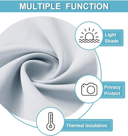 RYB HOME Short Curtains for Bedroom, Room Darkening, Rod Pocket | Thermal Insulated,Summer Heat Light UV Blocking,Triple-weave Fabric,Nursery Kitchen Bathroom,W42 x L48,Greyish White,2 Panels - Image 5