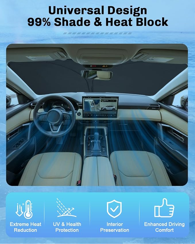 SXCY for 2026 Mazda CX5 Windshield Sunshade for 2026 Mazda CX5 Accessories 2026 CX5 Sunshade Foldable Sun Shield 2026 CX-5 Sun Shade Block UV Rays - Image 3