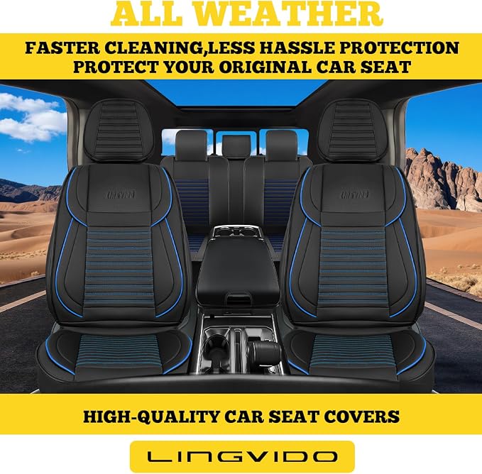 Car Seat Covers Full Set, Faux Nappa Leather, for Sedans and SUVs | Full Set, Waterproof, Airbag Compatible - Image 3