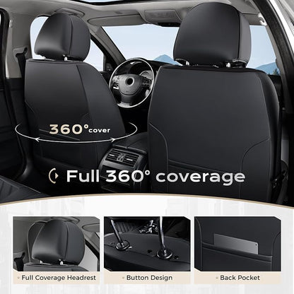 Coverado Car Seat Covers Full Set 5 Pieces, Luxury Nappa Leather Seat Covers Universal Fit Waterproof Non-Slip Breathable Front & Back Automotive Seat Protectors for Cars, SUVs, Trucks - Image 7