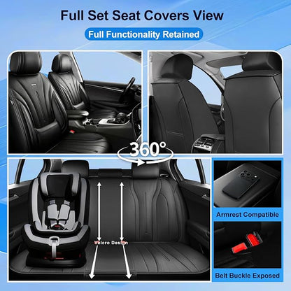 Fit CX-7 Seat Covers Custom Fit for Mazda CX-7 2006-2012, Full Set | Premium Leather Full Coverage Protectors, Waterproof, Breathable, Scratch Resistant, Easy Wipe, Airbag Compatible, Black - Image 2