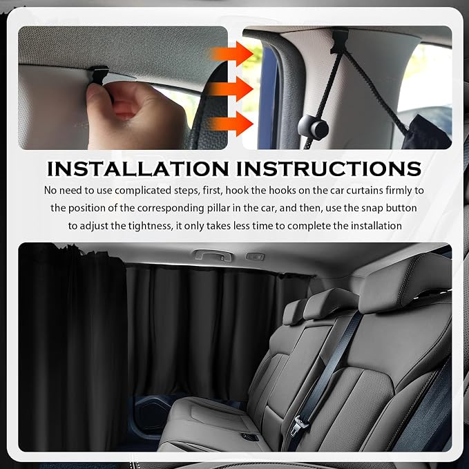 3PCS Larger Size Car Window Shades,Upgraded Car Curtains for Blocking Sunlight & Providing Privacy Protection,Essential Cars Privacy Curtains Includes Rear Window & Divider Curtain - Image 6