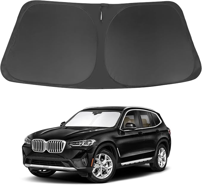 Windshield Sun Shade for 2018-2024 2025 2026 BMW X3 Accessories | Full covered, Foldable & Durable, Block UV Rays, Reduce Heat, Easy to install, Keep Car Cooler by LHFLIVE
