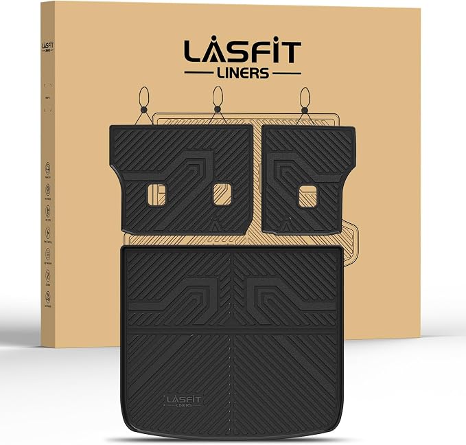LASFIT Cargo Mat for Jeep Cherokee 2014-2018 | All Weather, TPE, Custom Fit, Trunk Seat Back Mat, Rear Backrest Protectors, Cargo Liner, Black by LASFIT