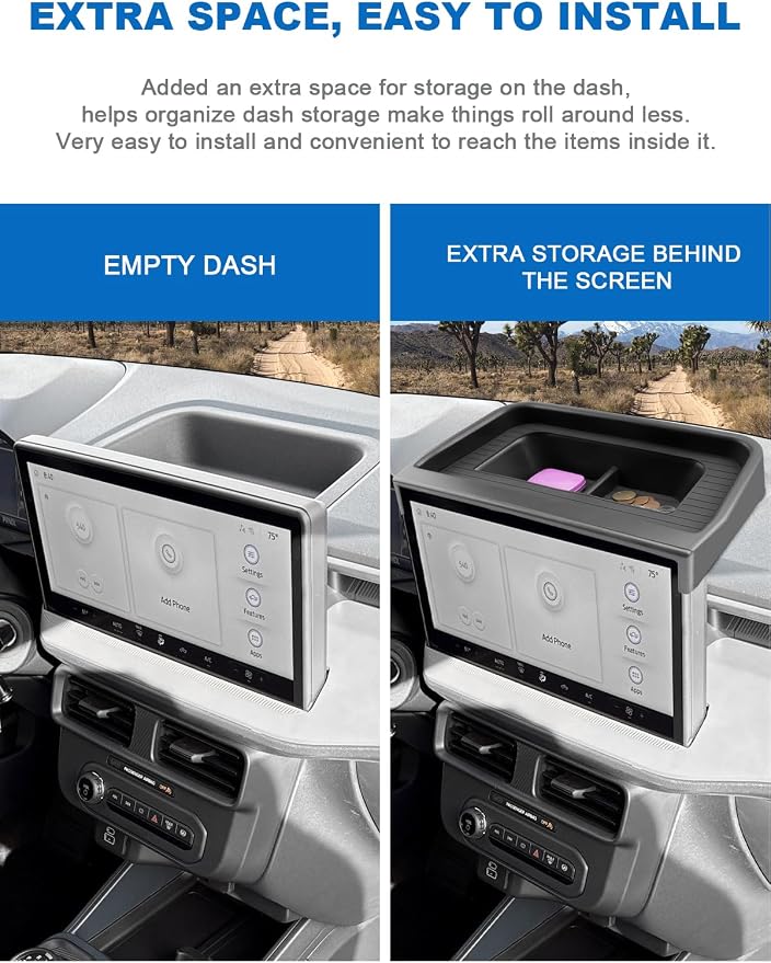 CDEFG 2025 2026 Ford Maverick Center Console Dash Screen Organizer 13.2-Inch Dashboard Behind-Screen Storage Box Truck Accessories - Image 3