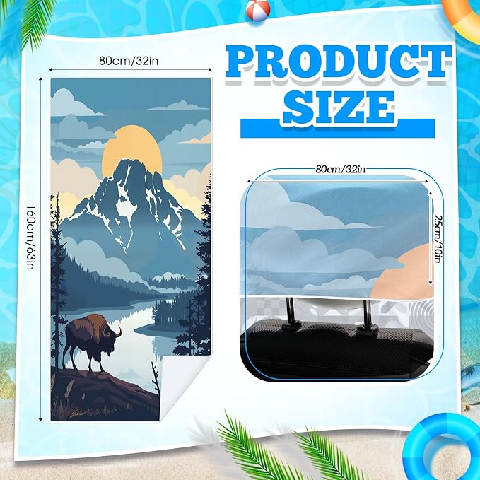 2 Pack Car Seat Towel Cover with Storage Bag, Yellowstone National Park | 63 x 32 in Car Towel Seat Cover Non Slip Waterproof, Gym Workout Swimming Running, Machine Washable Sweat Absorbent Protector - Image 2