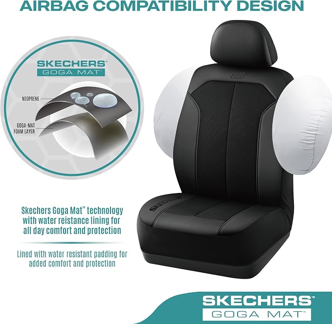 Skechers Car Seat Covers,GOGA Mat Oxford Cloth Seat Covers,Waterproof Car Seat Covers Front Seats,Automotive Universal Fit Seat Cover for Most Cars, Suvs, Trucks,Black - Image 4