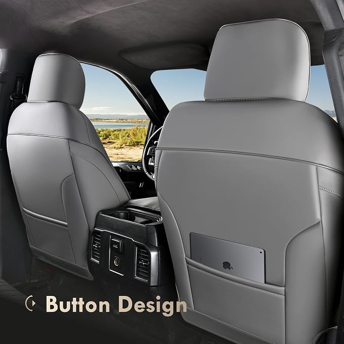 Coverado Leather Seat Covers Full Set Fit for Ford F150 F250 F350 F450, Waterproof Ford F150 Truck Seat Covers Fit for 2015-2026 F150 and 2017-2026 F250 F350 F450 (Gray) - Image 7