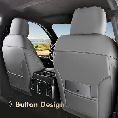 Coverado Leather Seat Covers Full Set Fit for Ford F150 F250 F350 F450, Waterproof Ford F150 Truck Seat Covers Fit for 2015-2026 F150 and 2017-2026 F250 F350 F450 (Gray) - Image 7