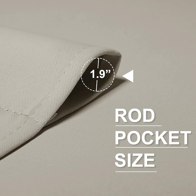 RYB HOME Short Privacy Curtains 30 inch Long for Bathroom Window | Thermal Insulated, Heat Blocking, Rod Pocket, Half Window Curtain Tiers for Nursery Bedroom, W42 x L30, Natural, 2 Panels - Image 2